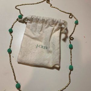 J.Crew Gold Necklace with Green Beads NWT